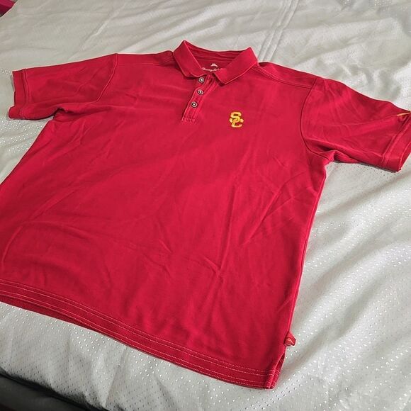 Tommy Bahama USC Trojans Polo Shirt Mens LG Red Short Sleeve Football NCAA Logo - Picture 3 of 10